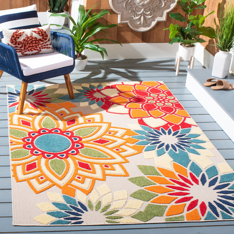 Floral Indoor / Outdoor Area Rug, Rectangle 160 x 229 cm