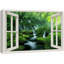 Fenêtre «Vue de la fenêtre, arbre vert, rivière, rivière, cascade rapide, paysages naturels» sur-98449072