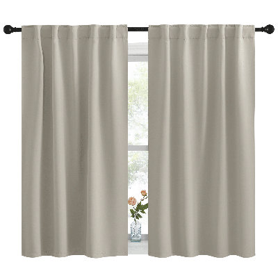 Blackout Curtains for Living Room, Thermal Insulated Solid Window Panels, Room Darkening Drapes for Bedroom/Kitchen, 2 Pieces