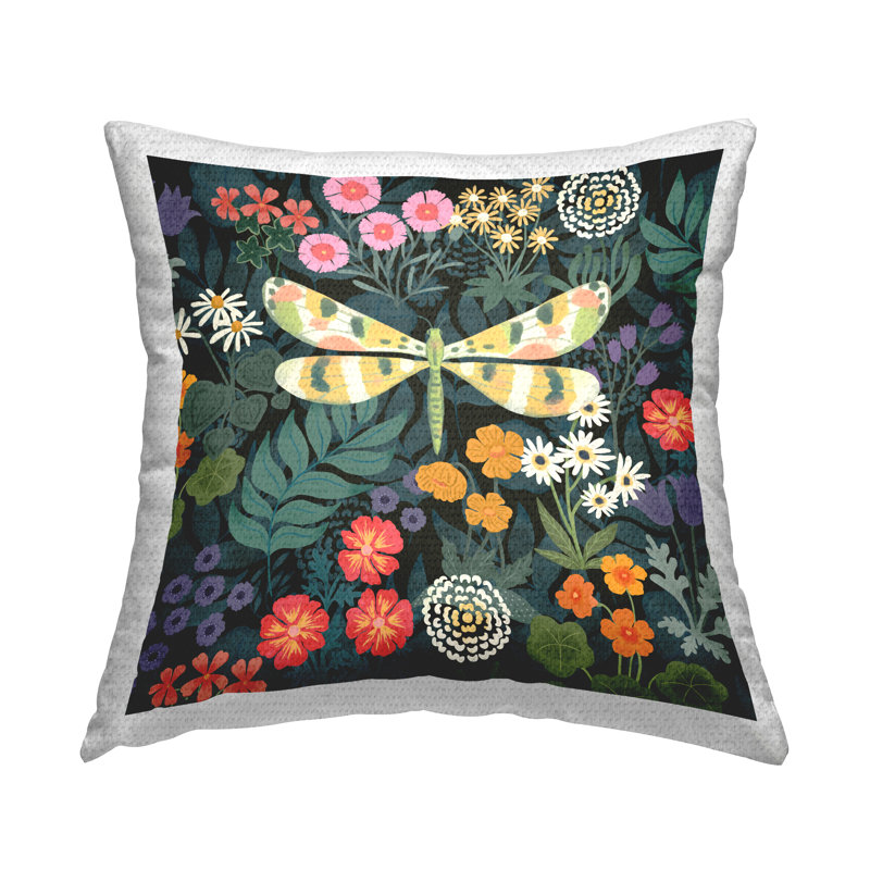 Coussin d'extérieur imprimé libellule libellule par Jennifer Brinley Levison Designs