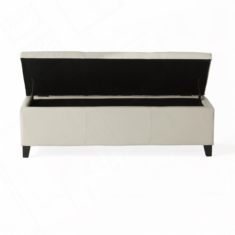 Denali Modern Upholstered Storage Ottoman Bench | Minimalist Design with Hidden Storage & Soft-Close Hinges, Ivory