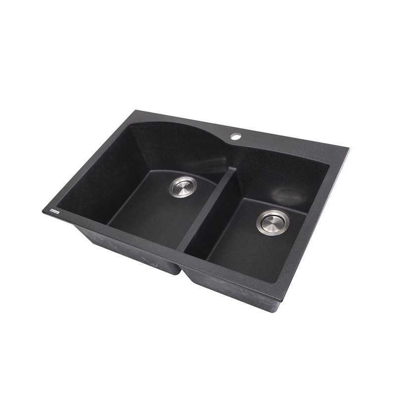 Plymouth 33'' L Double Basin Kitchen Sink, Black