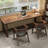 A simple rectangular solid wood desk in walnut color-2030258268