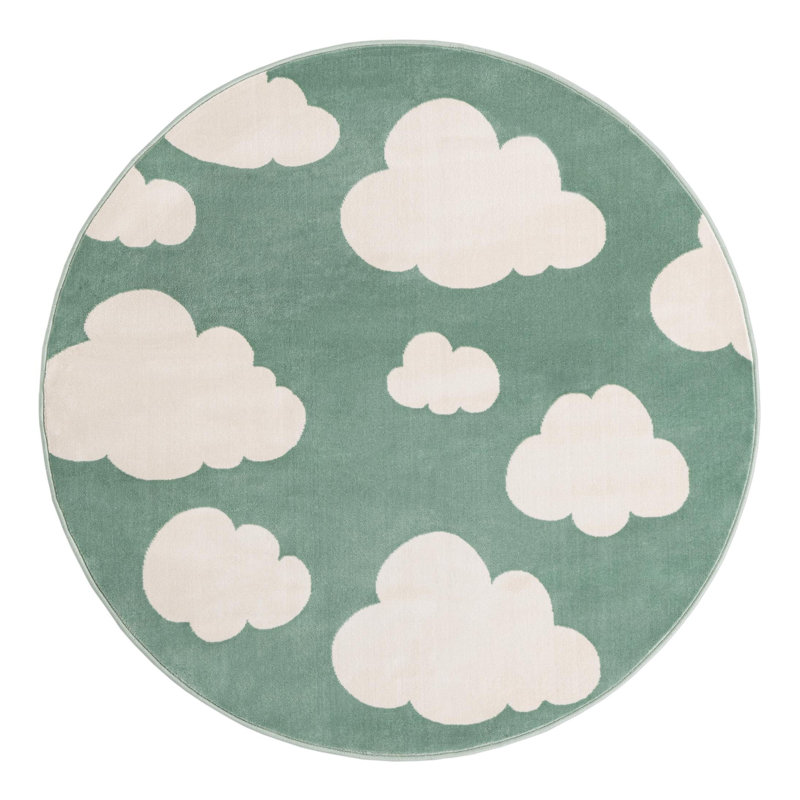 Unique Loom Clouds Whimsy Kids Rug, Round 5'3"