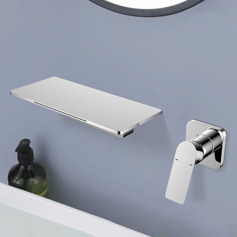 Robinet pour salle de bain mural à poignée simple, Chrome