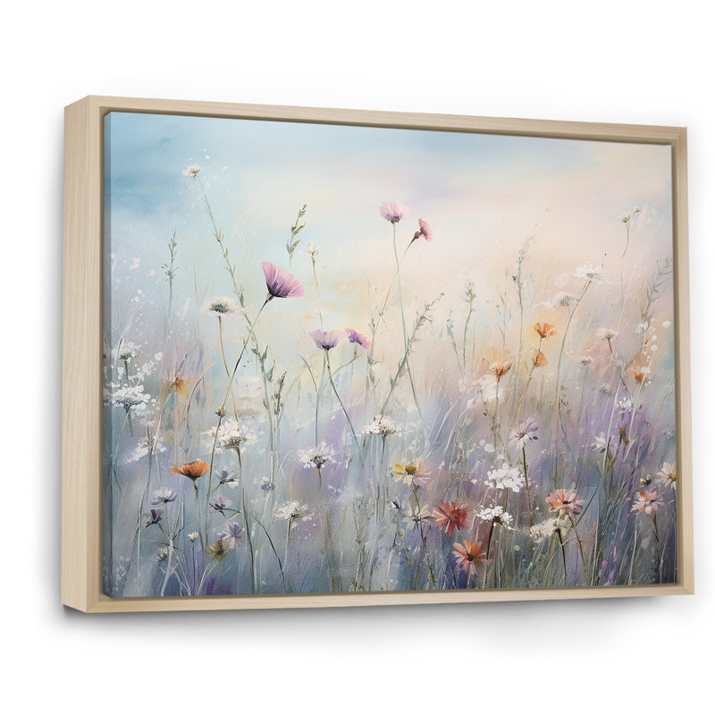 Wildflowers Wander Meadows I On Canvas Print, 30" H x 40" W, Floater Framed Print, Natural