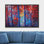 Abstrait forêt vibrante, bleu et rouge, automne, coup de peinture, forêt, nature sauvage, illustrations, art moderne, paysage