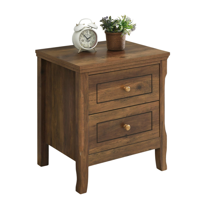  Porter 2 Drawer Wood Nightstand, Bedside Table with Storage Drawers, Compact Night Stand for Bedroom, End Table or Side Table for Living Room, 15.7" D x 18.9" W x 22" H