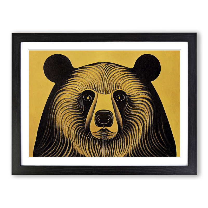 XH1022-8997X The Splendorous Bear Abstract - Single Picture Frame Print, Black Framed, 46cm H x 64cm W x 2cm D