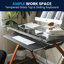 Glass Computer Desk with Pull-Out Keyboard Tray and Crisscross Frame-932448061