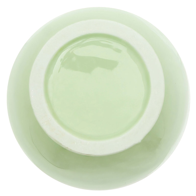 14" Bright Yellow Tung Chi Vase, Solid Green