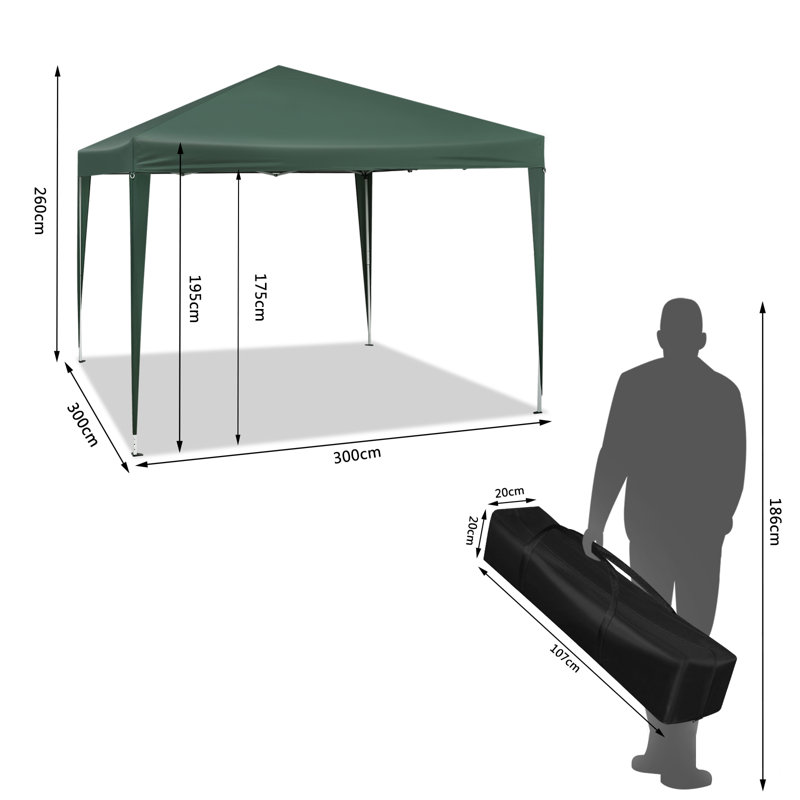 Adisyn 3m x 3m Pop-Up Gazebo, Green
