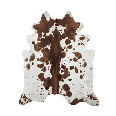 Novelty Abhinav Animal Print Handmade Cowhide 6' x 7' Area Rug in White/Brown
