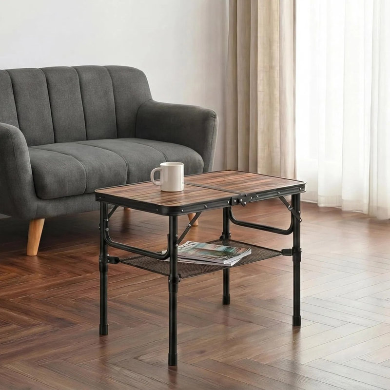 Table de camping pliante avec filet de rangement, table portative en aluminium à hauteur réglable avec poignée de transport pour pique-nique, barbecue, extérieur, bureau