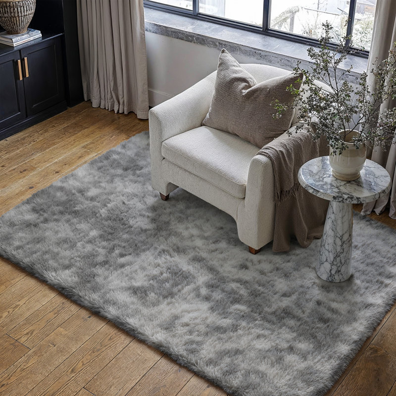 Tapis à poil long Tie Dye, Rectangle 4pi x 6 pi, Gris