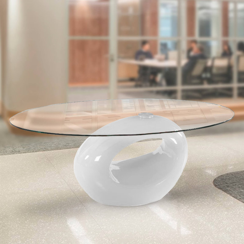 Glass Top Coffee Table, White