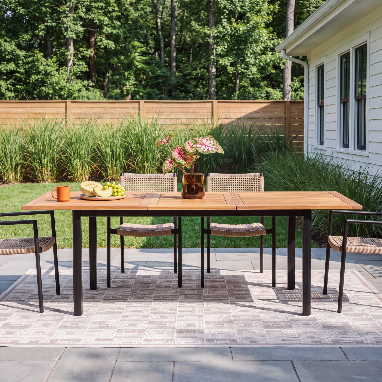 Aundraya 71" Extendable Patio Dining Table