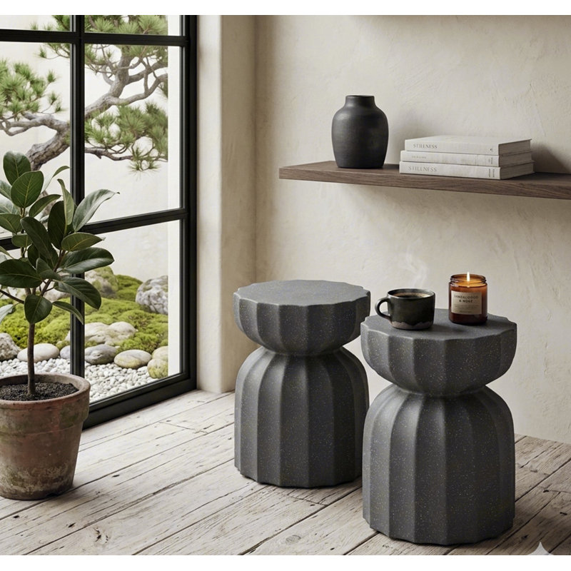 Ensemble de table basse et de table d'appoint 13 "modernes et imperméables pour l'intérieur et l'extérieur, Grey