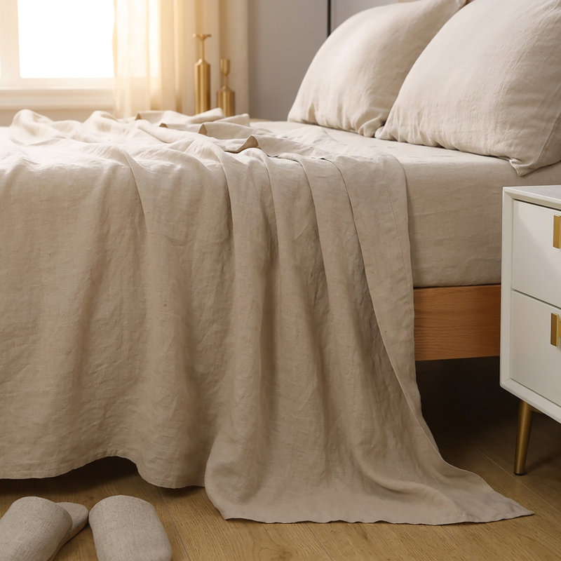 Ensemble de draps en lin kaki, Queen