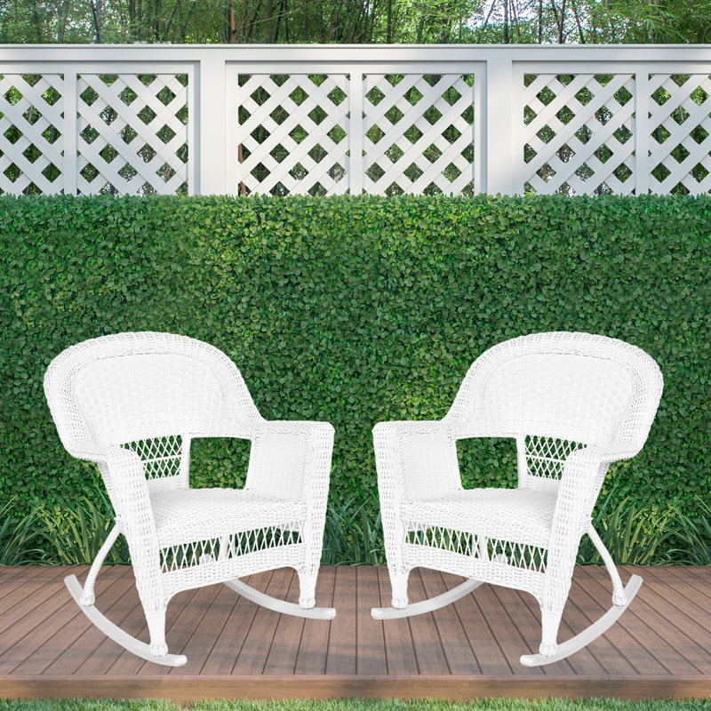 Chaise berçante en osier Raenesha, Blanc, Pas de coussin