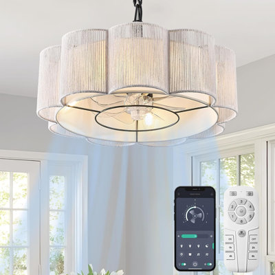 Ventilateur de lustre en rotin tissé à la main Farmhouse Chandelier