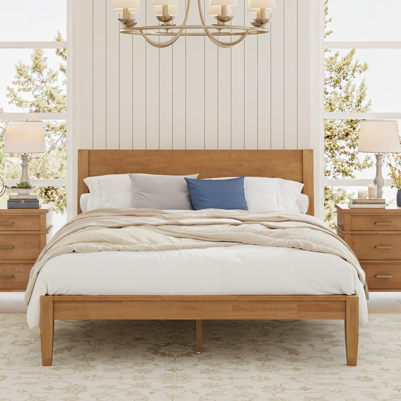 Structure de lit Mid-Century, Naturel, Grand