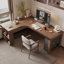 Bureau en coin en bois massif avec tablette en L et bibliothèque-1824449630-1824449628