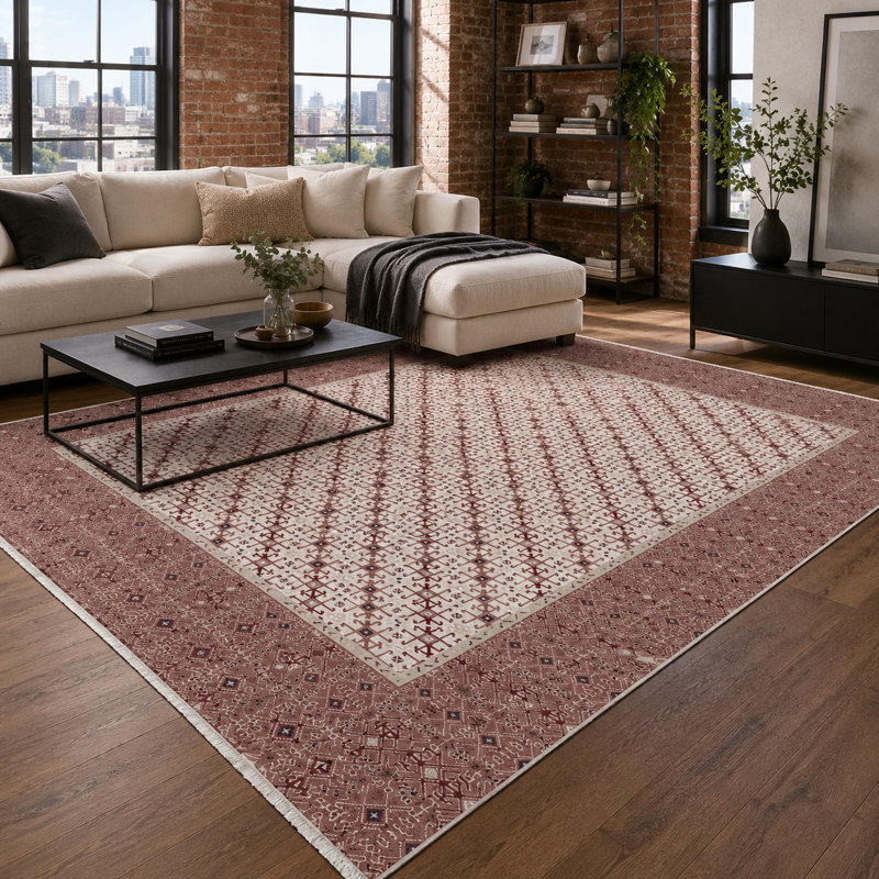 Oriental Cotton and Chenille Flatweave Area Rug, 160 cm round