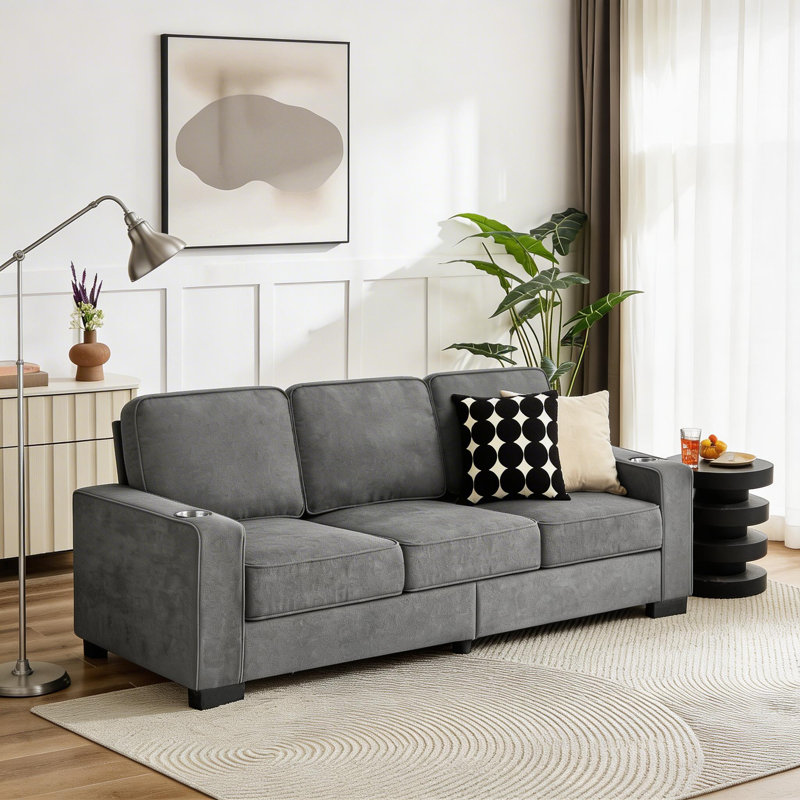 Canapé moderne 3 places en tissu Snowfleece - Canapé gris confortable et élégant pour le salon, la chambre à coucher ou le bureau