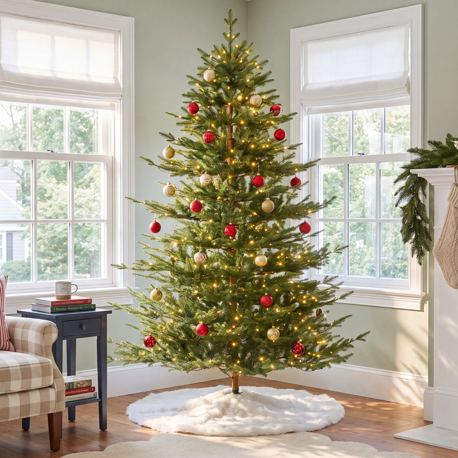 Cashmere Flocked Pre-Lit Fir Christmas Tree, 6ft, Pre-Lit