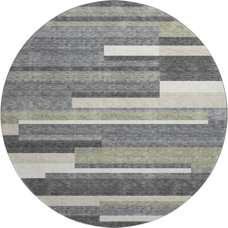 Premium Machine Washable Prisco Charcoal Rug