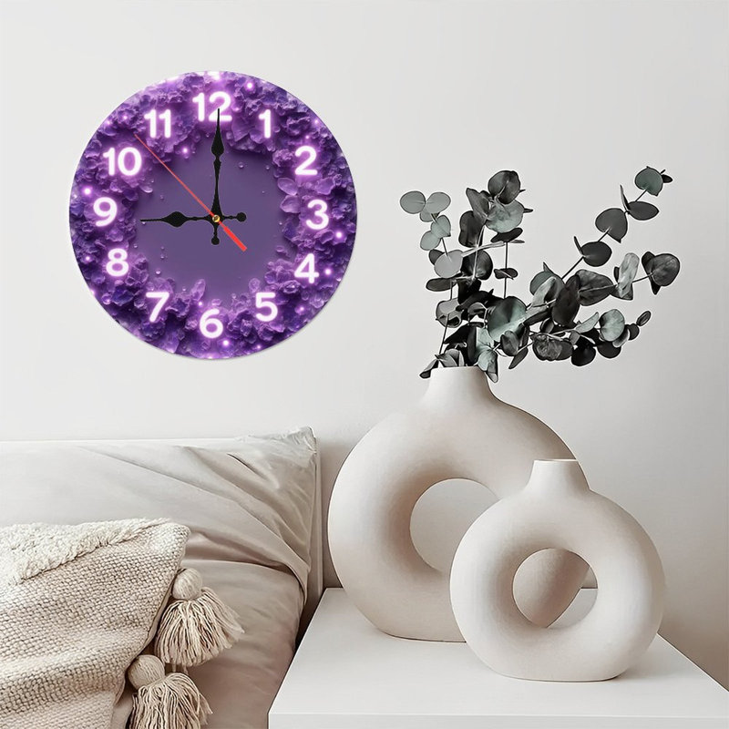 Chiffres de l'horloge en cristal mauve