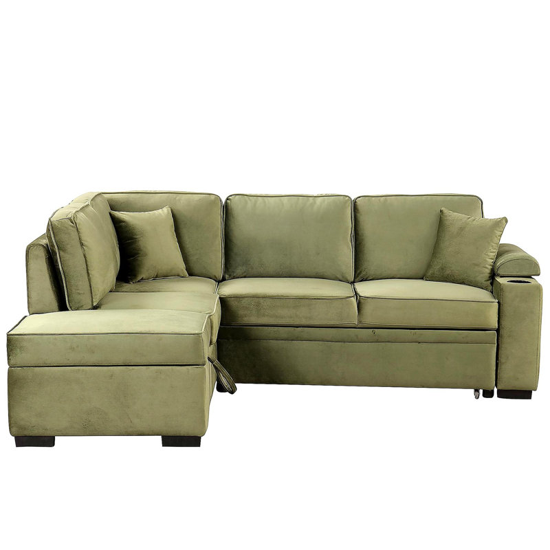 Canapé-lit de 84,75 pouces, canapé-lit gigogne 2 en 1, avec repose-pieds de rangement, convenant au salon, au canapé de la chambre et aux petits appartements, vert