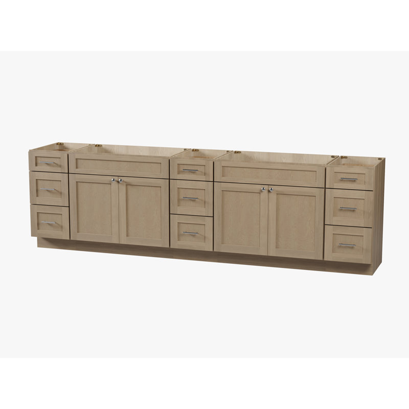 117'' Double Bathroom Vanity Base only, Natural Oak