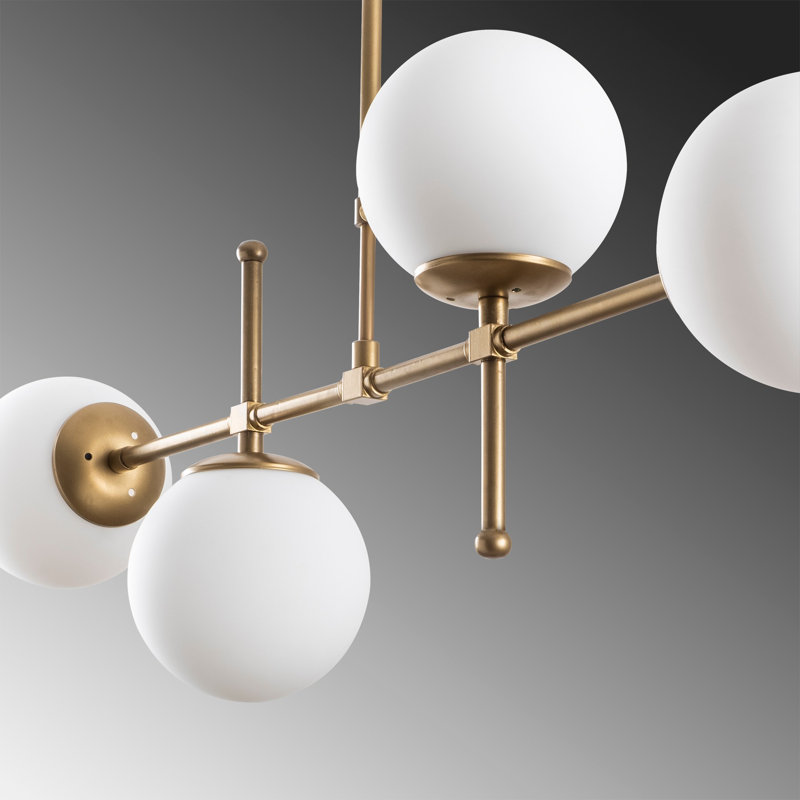 Hamilton 4 - Light Sputnik Chandelier, White, 32.4" H x 42.5" W x 5.9" D, Gold
