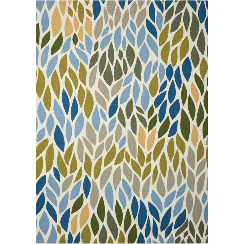Tapis intérieur / extérieur bleu / marron Cadet, Rectangle 4'4" x 6'3"