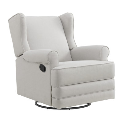 Oxford Baby Teegan Upholstered Glider Recliner Rocking Chair, Green Guard Gold Certified, 360°  swivel for nursery and living room - Sand