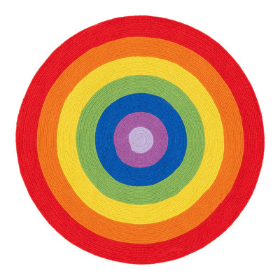 Tapis arc-en-ciel en laine tressé à la main Ebern Designs