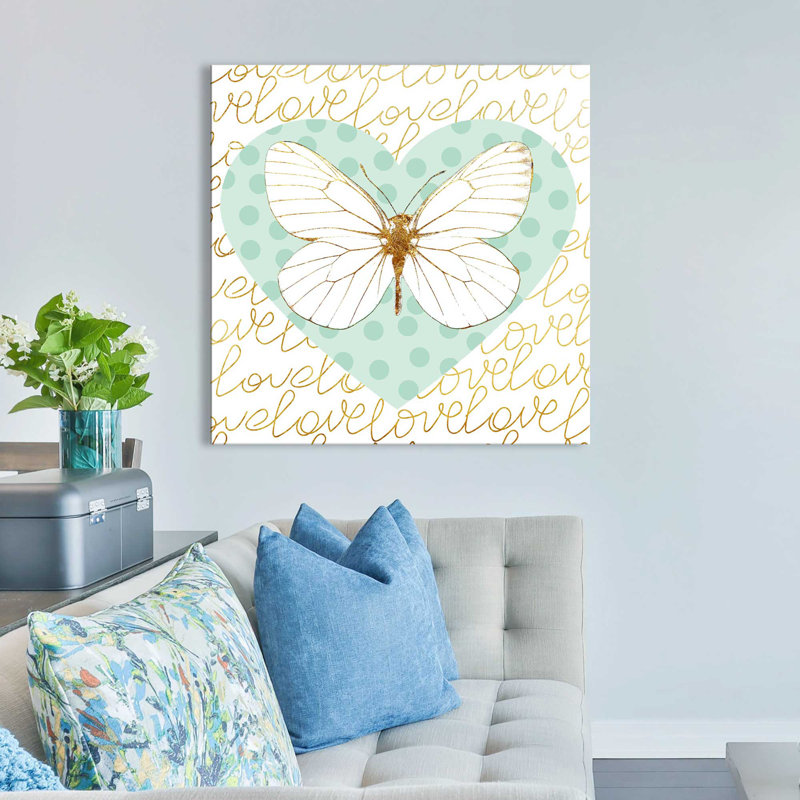 «Butterfly Love (Green) (Square)» par Jodi - impression, H 18" x l 18" x P 1", Toile tendue