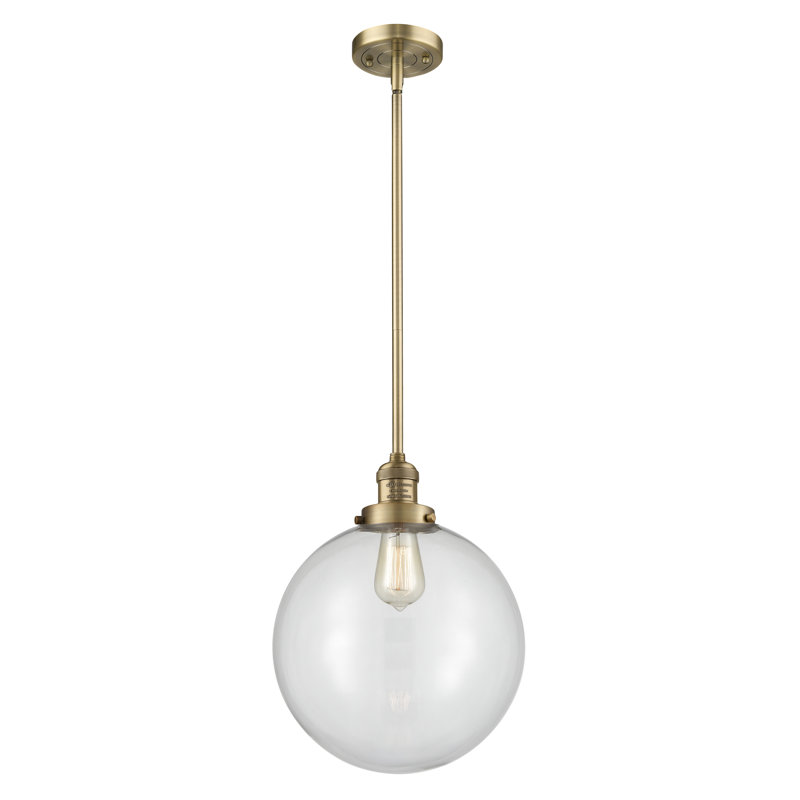 Clermont 1 - Light Single Pendant, Incandescent, Clear, Brushed Brass