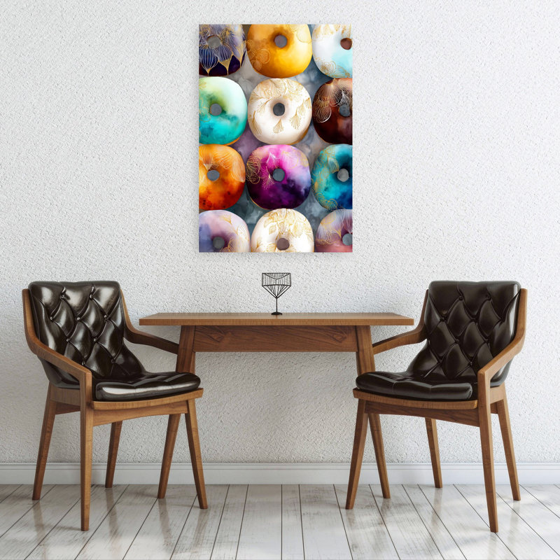 Vibrant Golden Donuts Abstract Colorful Elegant Wall Art Print 1 Piece Wrapped Canvas Wall Art, 91.44cm H x 60.96cm W