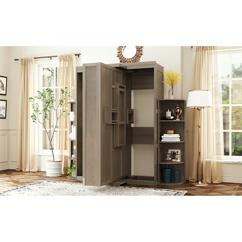 Grand lit escamotable peu encombrant, bois MDF gris, style moderne pour les petits bureaux à domicile