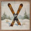 Skis dans les pins enneigés-1339331519