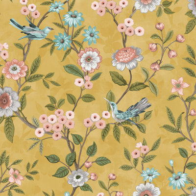Brambly 10.5m x 52cm Cottage Floral Wallpaper Roll