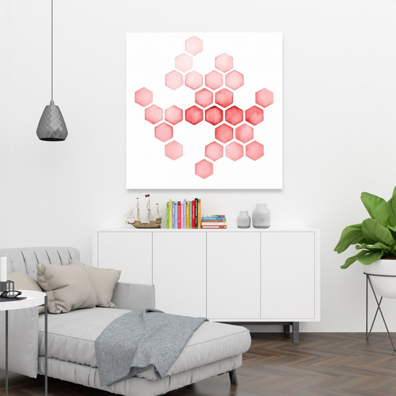 Alveoli rouge - art sur toile de salon pour la décoration intérieure, H 36 po x l 36 po, Rose