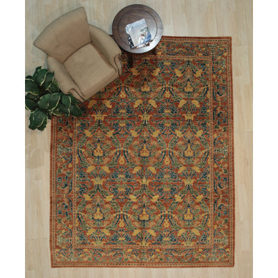 Tapis rouge en laine noué à la main Seline