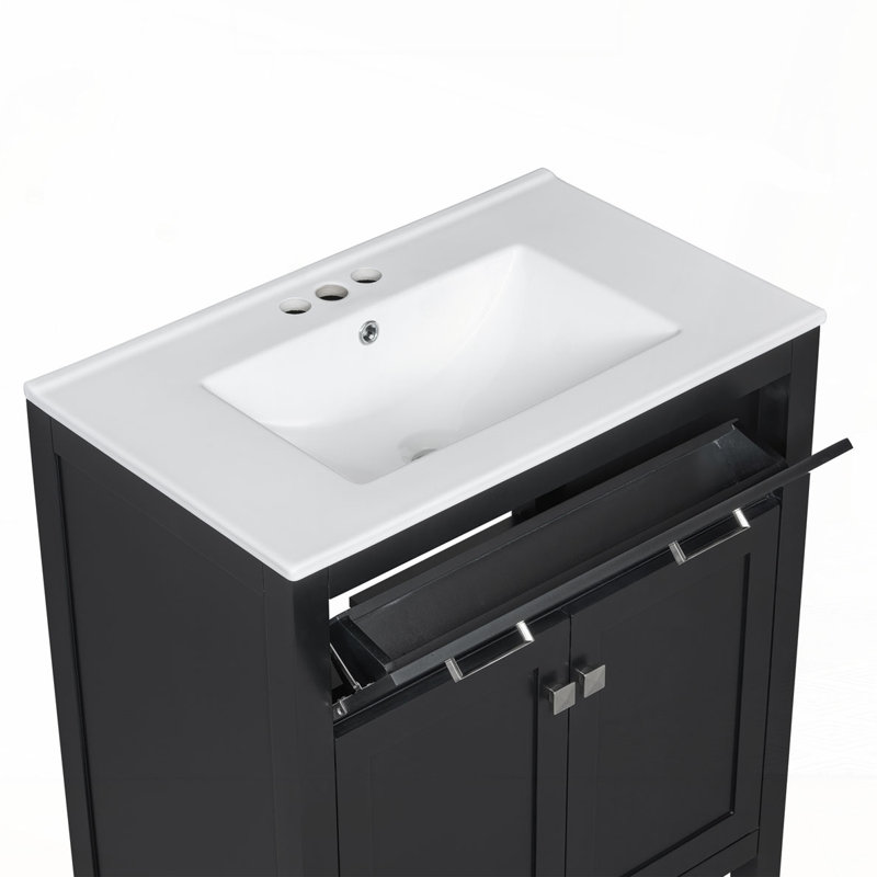 30"Bathroom Vanity with Ceramic Sink, Black