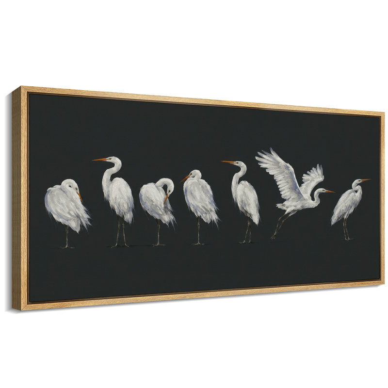 «Black Minimal Bird Illustration», impression moderne sur toile encadrée, 30" H x 60" W x 1.5" D, Natural