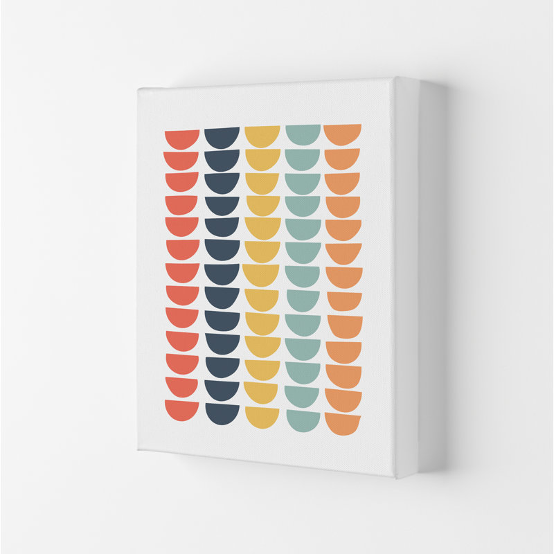 Retro Multicolour Half Circles Original - Print, No Frame, 59cm H x 42cm W x 1cm D