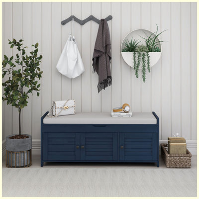 Banc à chaussures avec coussin amovible et espace de rangement caché